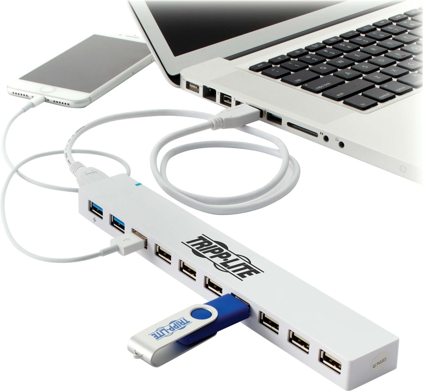 Tripp Lite U360-010C-2X3 10-Port USB-Hub 2x USB 3.0 8x USB 2.0 USB-Ladefunktion Weiß