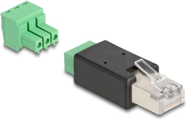 Delock RJ45 Stecker zu Terminalblock Adapter 3 Pin 2-teilig (66607)