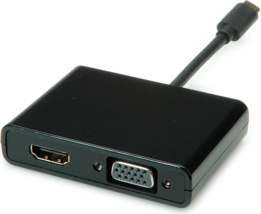 STANDARD Display Adapter USB Typ C - VGA+HDMI, schwarz, 0,1 m (S3250)