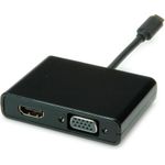 STANDARD Display Adapter USB Typ C - VGA+HDMI, schwarz, 0,1 m (S3250)