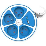 ROLINE UTE Tischsteckdosenlei. 4x+Sw. 1x A+ C CEE7/7 Blau 3m - Steckdosenleiste (19.07.2343)