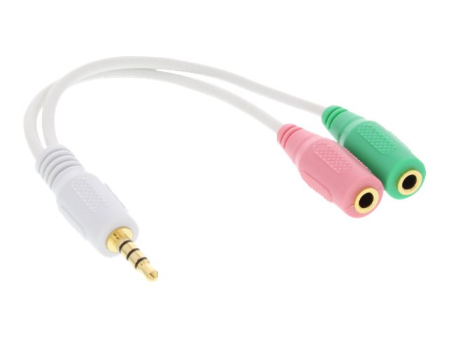 InLine Headsetadapter 3,5mm Klinke Stecker 4pol. an 2x 3,5mm Klinke Buchse, 0,15m, Weiß