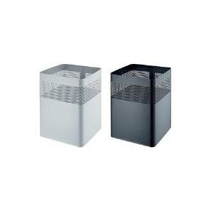 helit Stahl-Papierkorb, mit Lochdeckor, 15 Liter, mittelgrau aus Metall, quadratisch (H2515987)