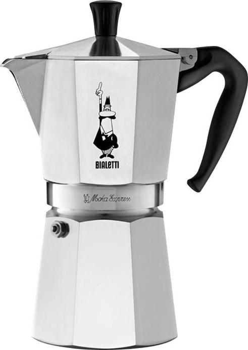 Bialetti Moka Express Kaffeemaschine 9 Tassen 0,55 l Aluminium Schwarz, Silber
