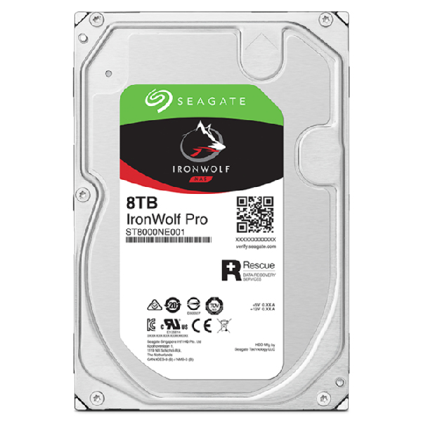 Seagate IronWolf Pro ST8000NT001 Interne NAS-Festplatte 8 TB 3,5" SATA III 7200 rpm 256 MB Schwarz