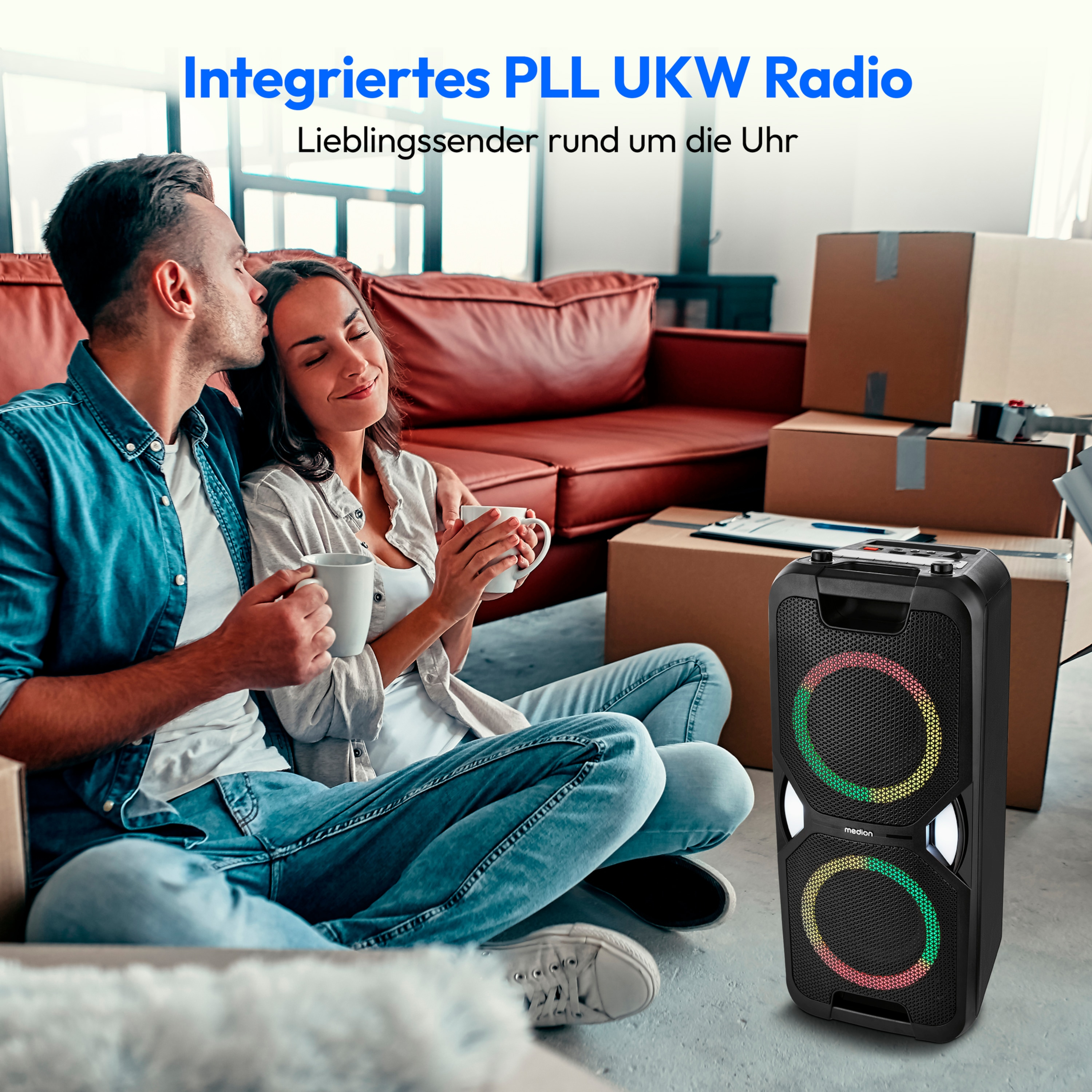 Medion LIFE PE-1 Pure Party Lautsprecher 50 W RMS 500 W Bluetooth 5 26 h Akku Schwarz
