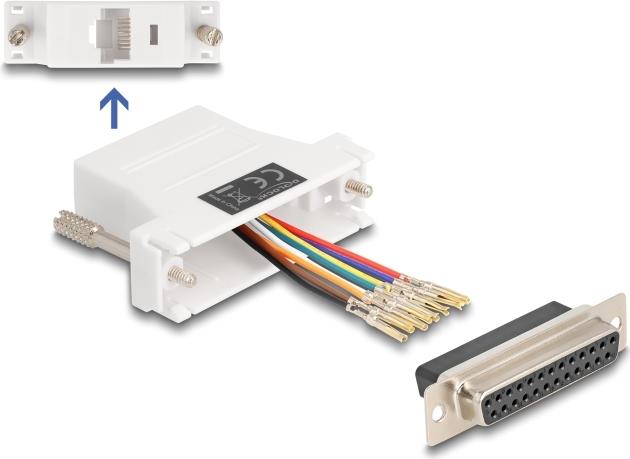 Delock D-Sub 25 Pin Buchse zu RJ45 Montagesatz weiß (67117)