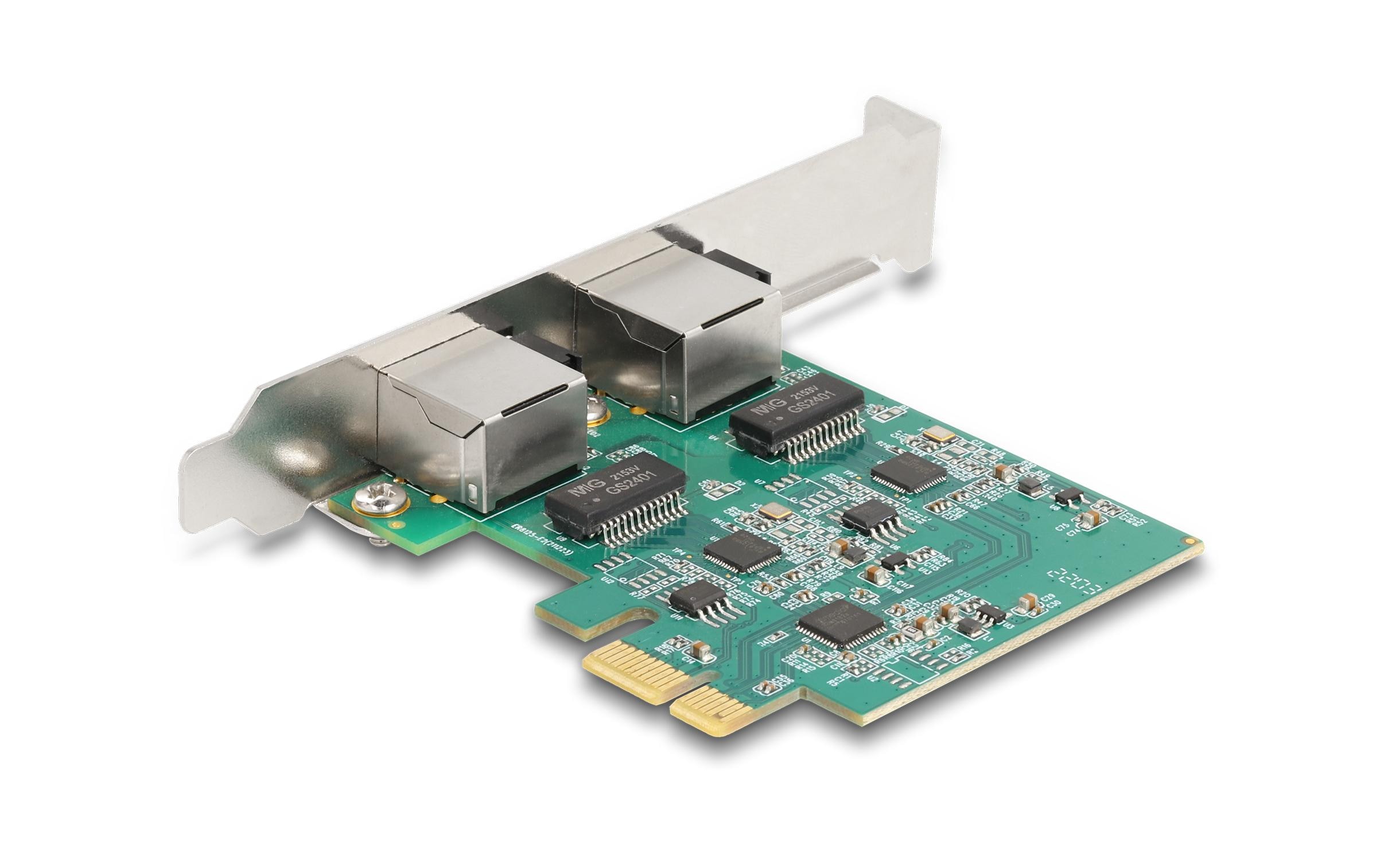 Delock 88101 Netzwerkkarte 2 x RJ45 2.5 Gbit/s PCIe 2.1 x1 Weiß