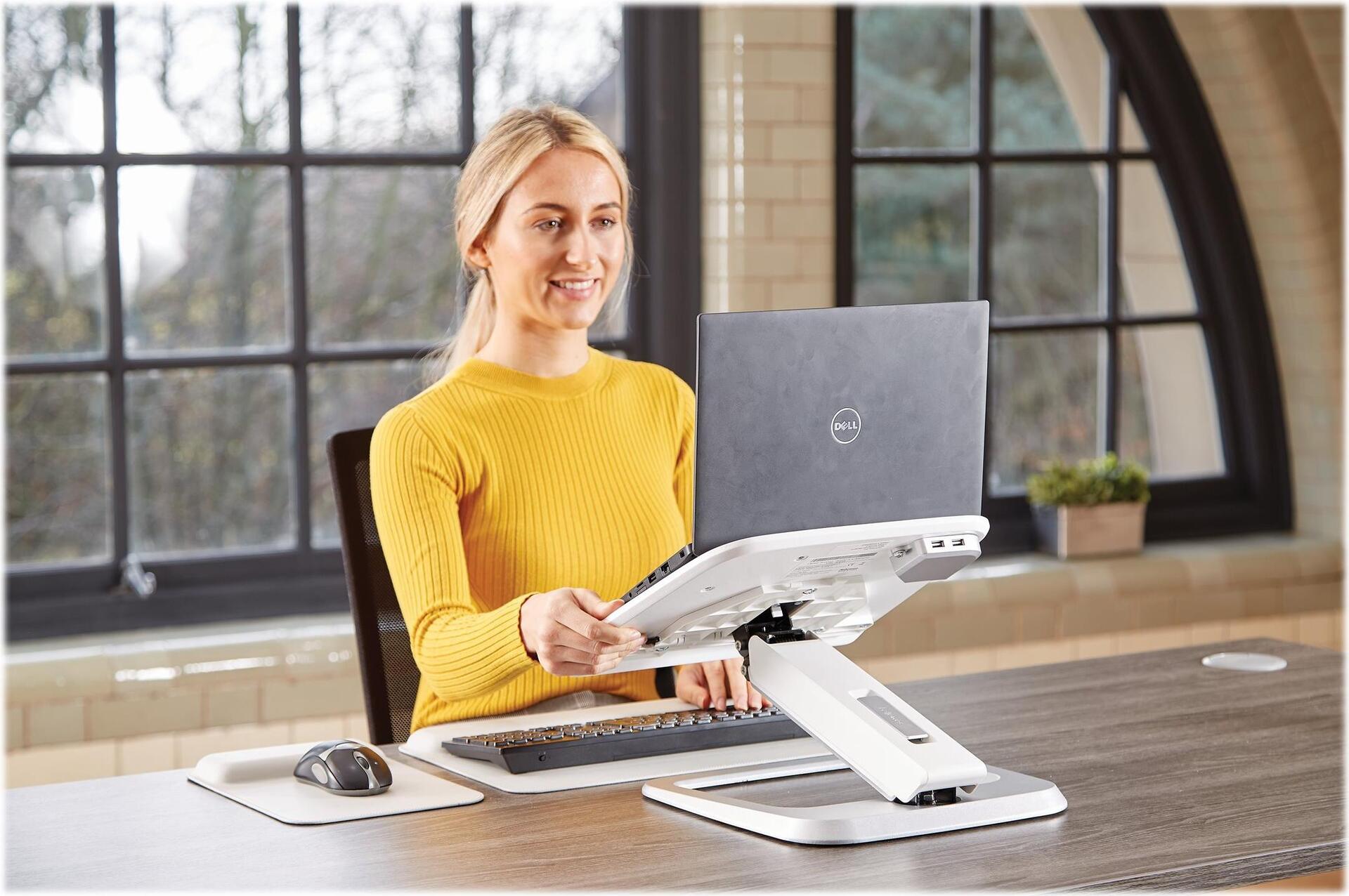 Fellowes Hana Series Notebook-Ständer mit Gasfederarm für Notebooks bis 17", Weiß