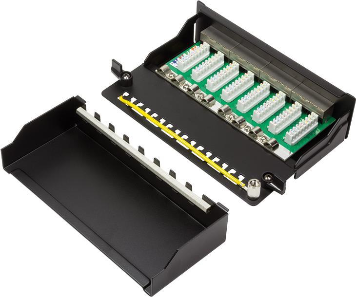 LogiLink NP0018B Patch Panel 8-Port CAT 6a STP 10 Gigabit Ethernet Schwarz