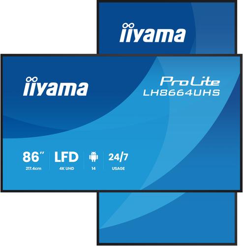 iiyama ProLite LH8664UHS-B3AG 86" 4K UHD Signage-Display, IPS, Android 14, 24/7 Betrieb (LH8664UHS-B3AG)