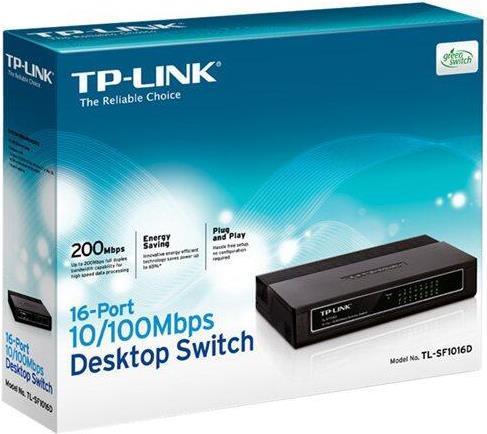 TP-Link TL-SF1016D 16-Port 10/100 Desktop Switch Schwarz