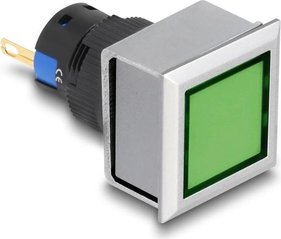 Delock 16 mm Kunststoff Signallampe grün Lötversion viereckig (22056)