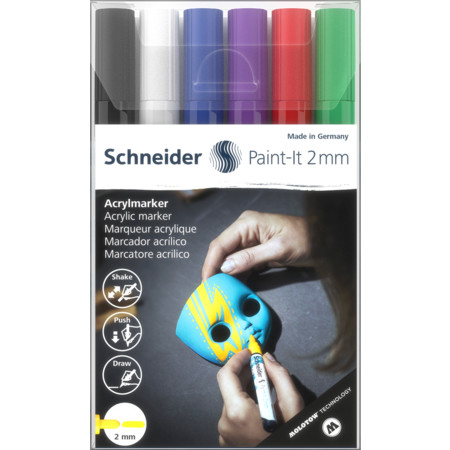 Schneider Paint-It 310 V1 Acrylstifte 2 mm Schwarz, Blau, Grün, Violett, Rot, Weiß