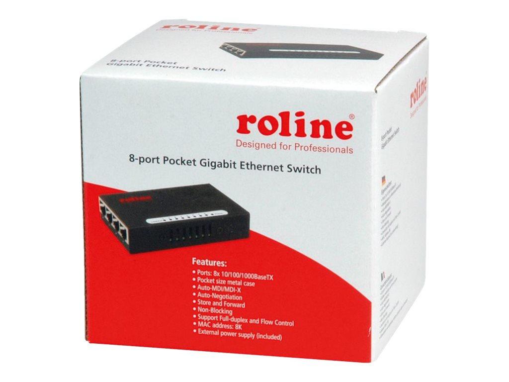 ROLINE Gigabit Ethernet Switch Pocket 8 Ports Schwarz