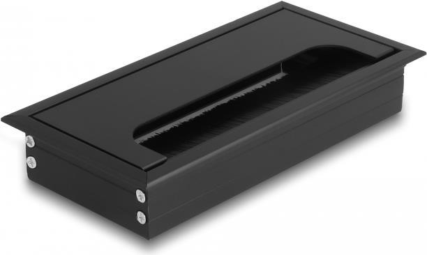 Delock Kabeldurchführung für Tischeinbau mit Bürste 160 x 80 x 28 mm schwarz (66856)