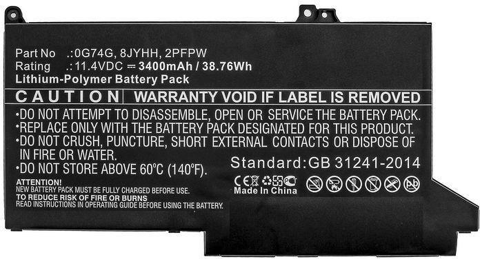 CoreParts Laptop Battery 38.76Wh Li-Polymer 11.4V 3400mAh (8JYHH-CP)
