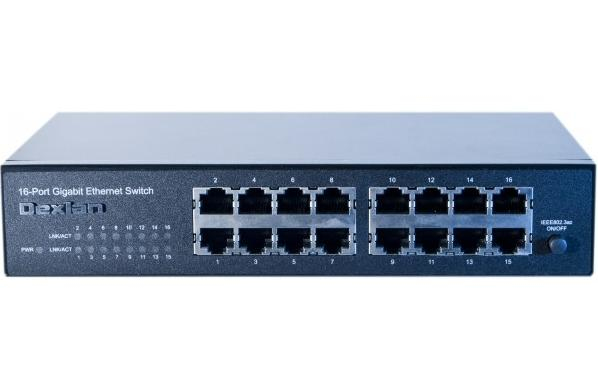 Dexlan deXlan 891016 Switch - Unmanaged - 16 Ports Gigabit Ethernet - Schwarz