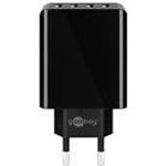 Goobay 4-fach USB-Ladegerät 30W, Schwarz - mit 4x USB-Buchse, flache Bauform (44953)