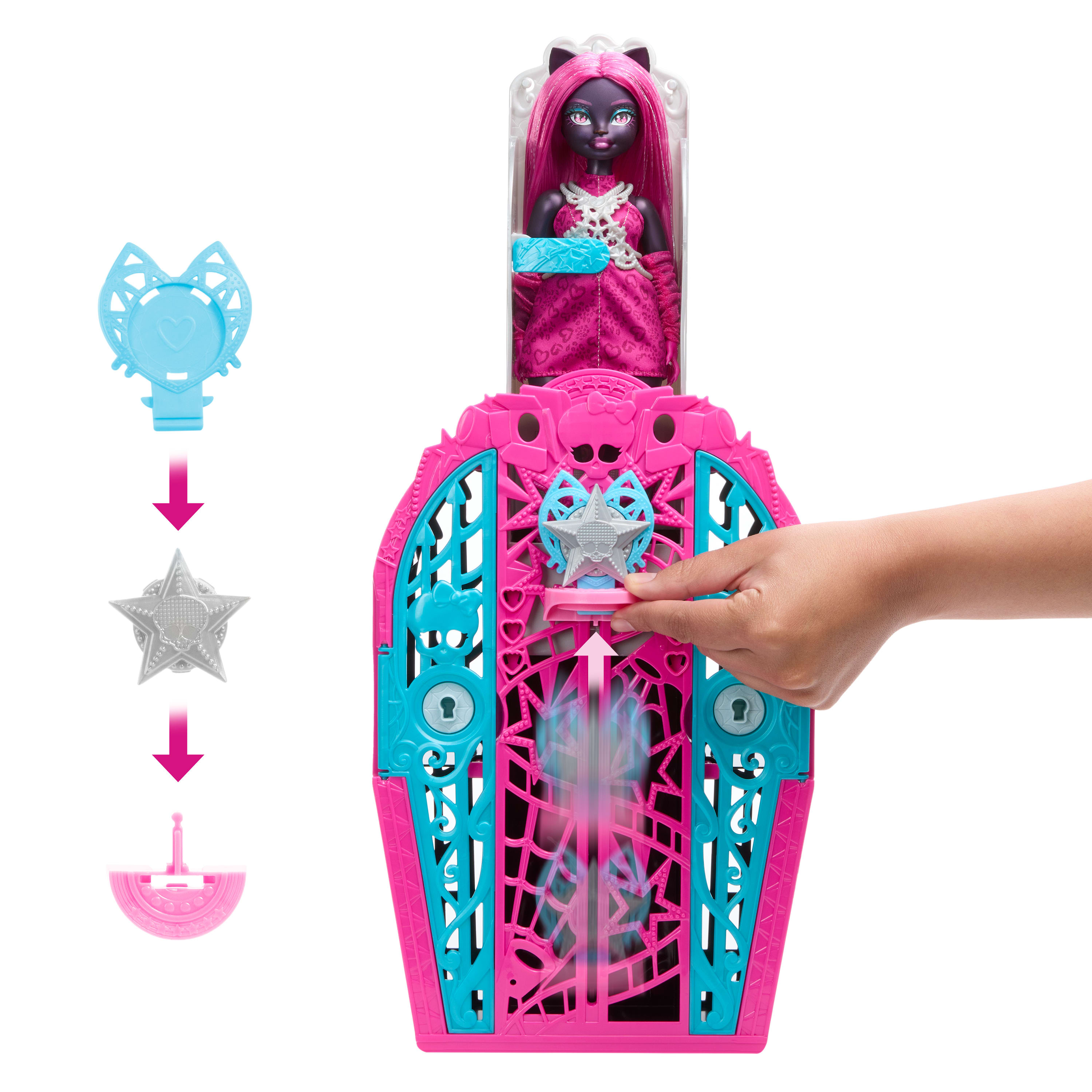 Mattel Monster High Skulltimate Secrets Hauntlywood Mysteries Modepuppe Catty Noir Mehrfarbig