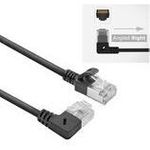 ACT Black 5 meters U/FTP CAT6A LSZH Slimline patch cable with RJ45 connectors 90? angled right to straight (DA2905)