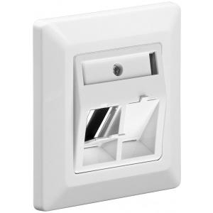 Wentronic Goobay Einbaurahmen für Keystone Jacks, Weiß - für 2 Stück RJ45 SNAP-IN Module (95902)