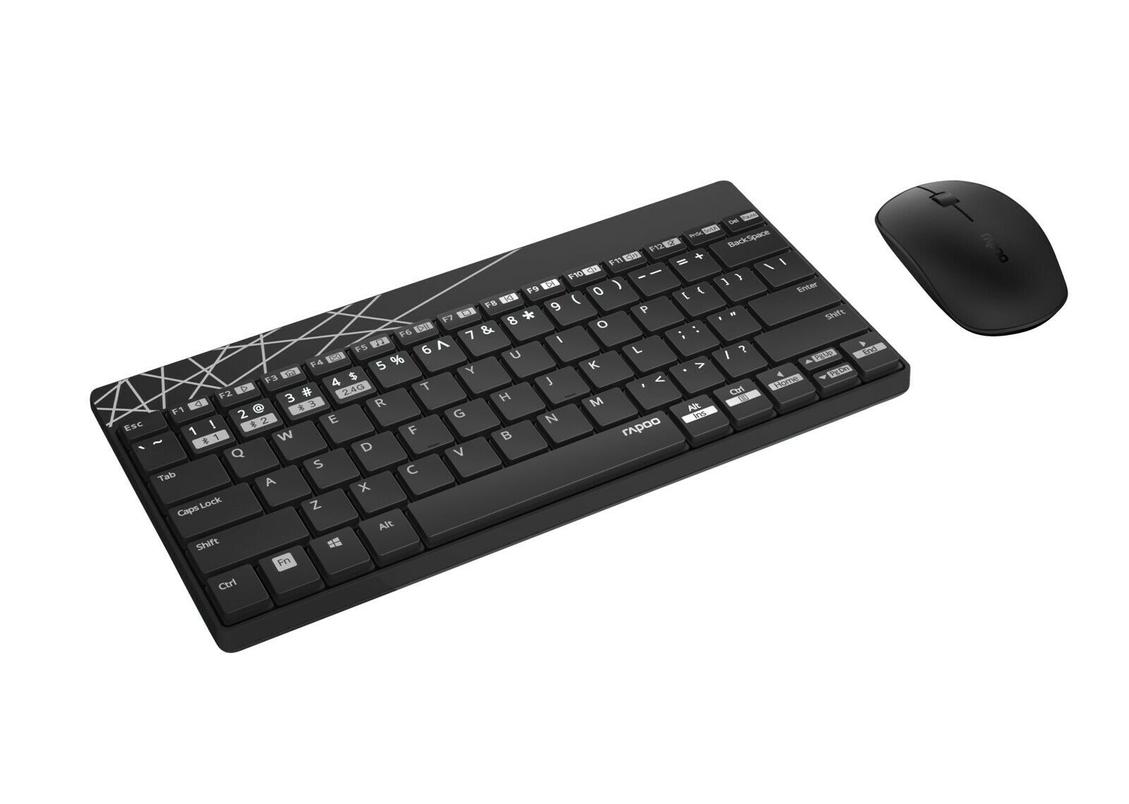 Rapoo 8000M Kabelloses Tastatur- und Maus-Set 2.4 GHz Bluetooth QWERTZ Schwarz