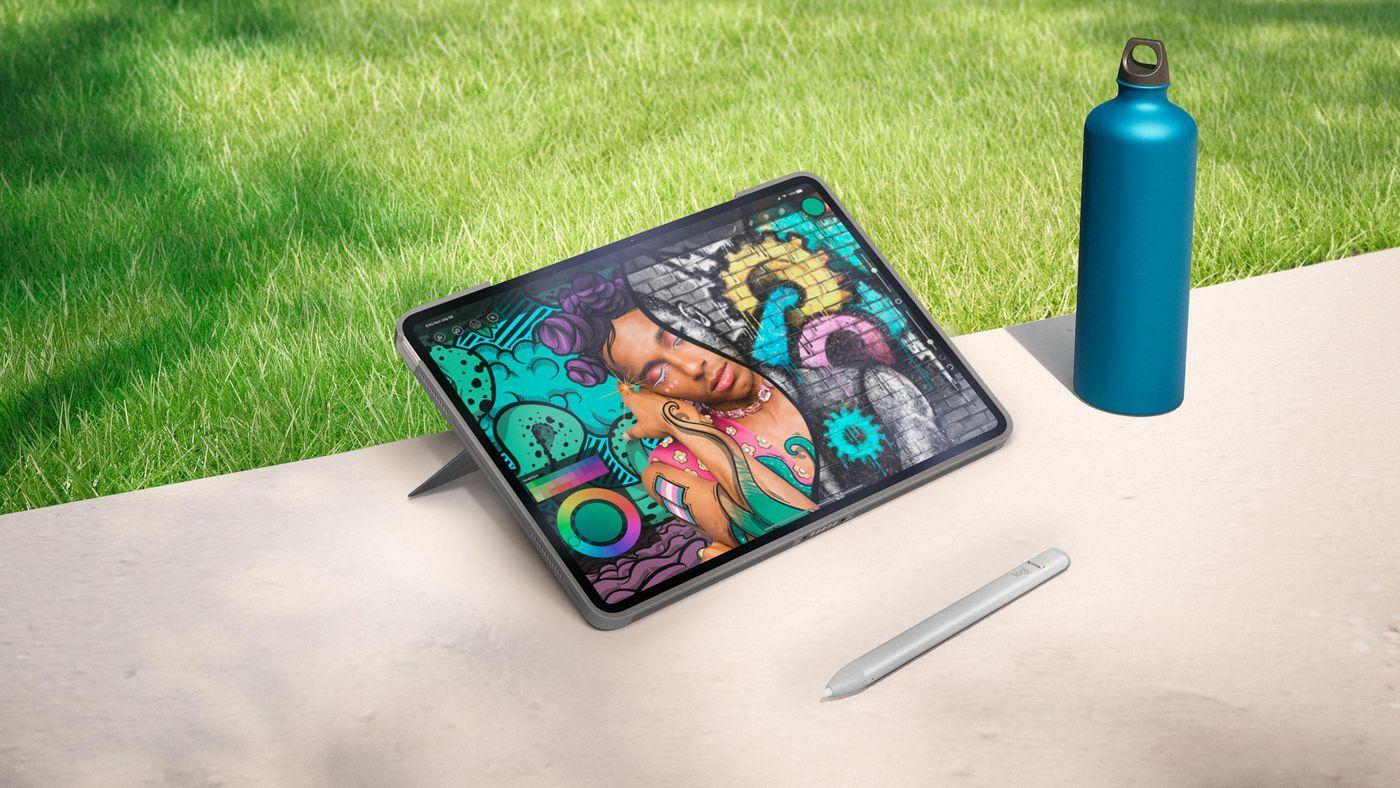 Logitech Combo Touch Tastatur und Foliohülle mit Trackpad QWERTY US International Oxford Gray