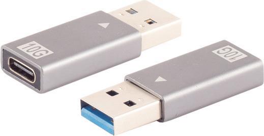 S/CONN maximum connectivity Adapter USB A Stecker auf USB C Buchse, 3.1, 10Gbps, Metallauführung (14-05033)