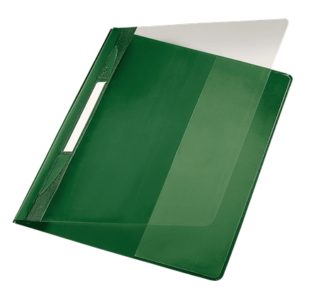 LEITZ Schnellhefter Exquisit, DIN A4 Überbreite, PVC, grün PVC-Hartfolie, Vorderdeckel transparent,