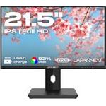 JAPANNEXT Monitor 21,5" IPS Full HD (1920x1080) | HDR | USB-C-Aufladung (65W) Höhen- & Neigungsverstellung (HSP) Integrierte Lautsprecher | G-Sync/FreeSync (JN-I215FLFHSP-C65W)