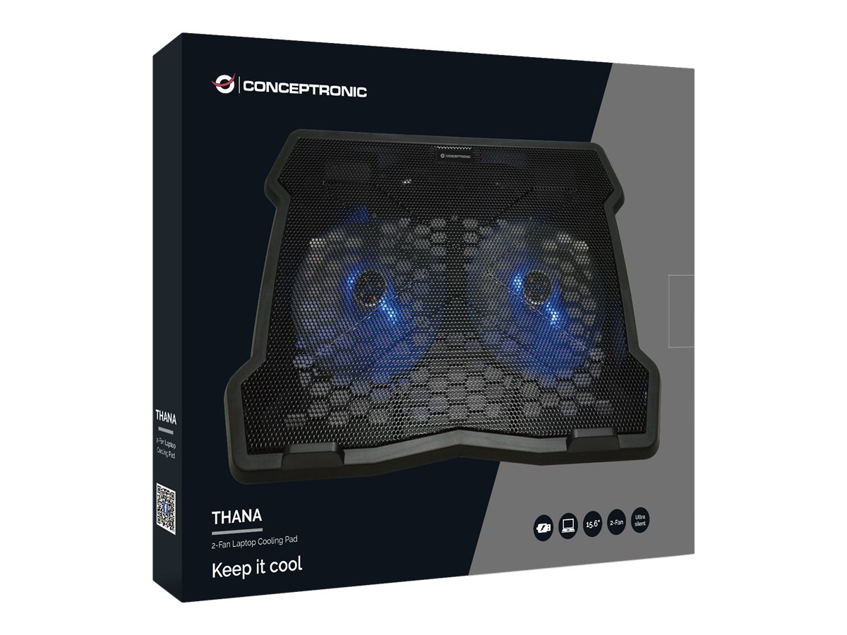 Conceptronic Thana Notebook-Kühlpad 15,6" 2 Lüfter Schwarz