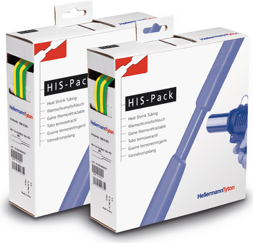 HellermannTyton Schrumpfschlauch-Box gelb/grün 25.4 mmx12.7 mmx5 m - 300-32547 (HIS-PACK-25,4/12,7-GNY)