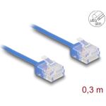 Delock RJ45 Netzwerkkabel Cat.6 UTP Ultra Slim 0.3 m blau mit kurzen Steckern (80778)
