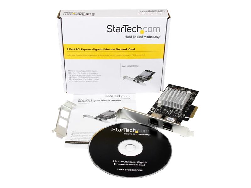 StarTech.com ST2000SPEXI Dual Port PCI Express Gigabit Ethernet Netzwerkkarte Intel i350 Aluminium, Schwarz
