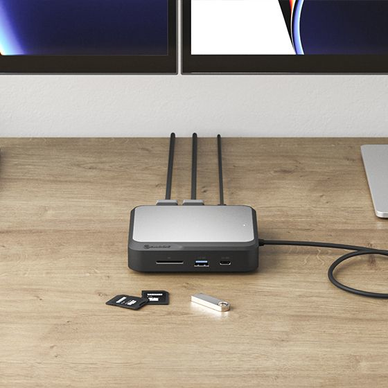 Alogic CD2 Dockingstation USB-C 2x DisplayPort Gigabit Ethernet 100 W Schwarz/Grau