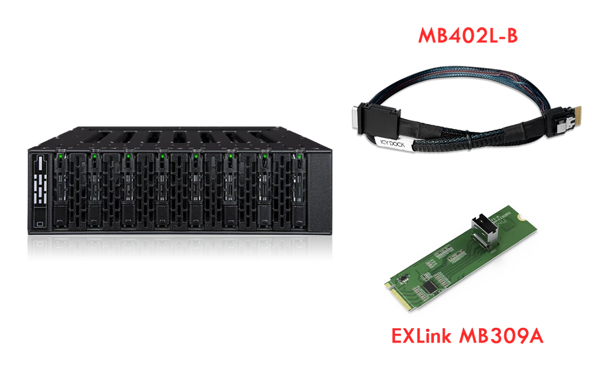 Icy Dock ToughArmor MB873MP-B V2 8x M.2 NVMe PCIe 4.0 OCuLink Schwarz
