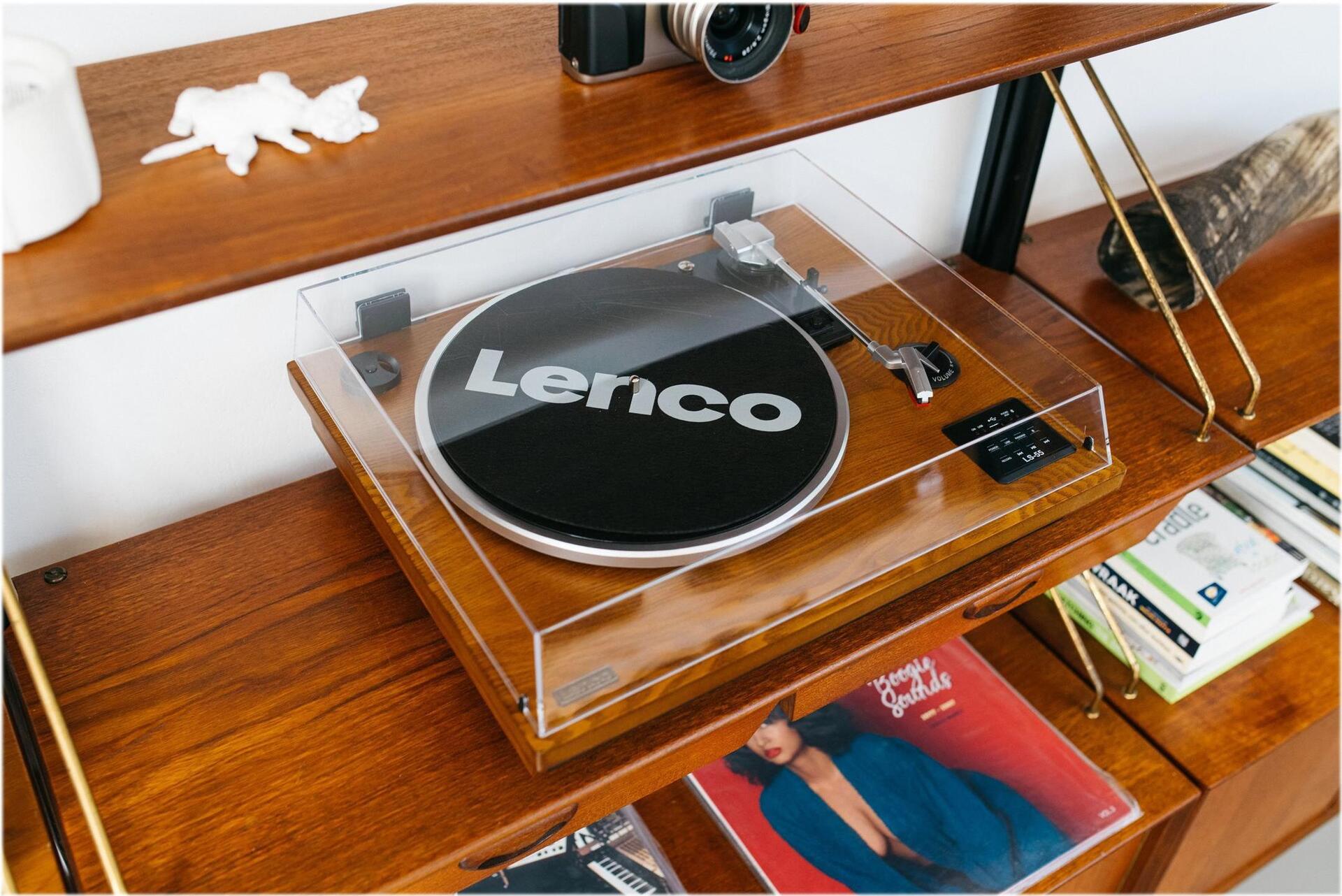 Lenco LS-55WA Plattenspieler mit Bluetooth und USB, Walnuss