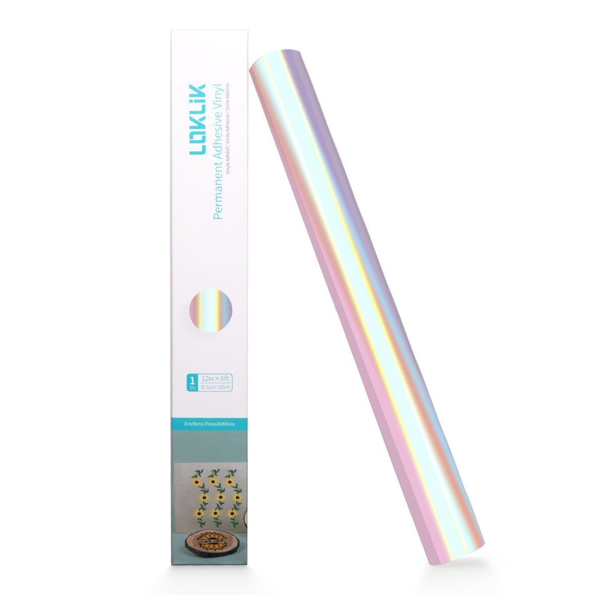LOKLiK Permanent Adhesive Vinyl Holographic Klebefolie 30,5 x 180 cm Pink