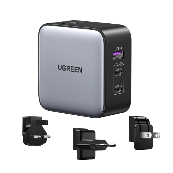 UGREEN USB-A+2*USB-C 65W GaN Worldwide Travel Fast Charger (90409)