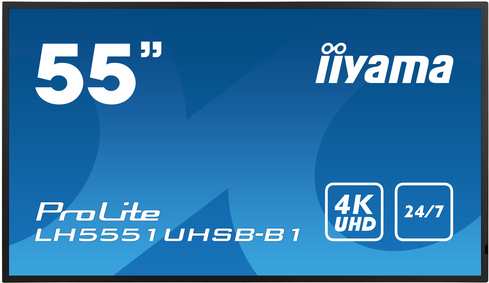 iiyama LH5551UHSB-B1 Signage-Display Interaktiver Flachbildschirm 137,2 cm (54 ) IPS 800 cd/m² 4K Ultra HD Schwarz 24/7 [Energieklasse G] (LH5551UHSB-B1)