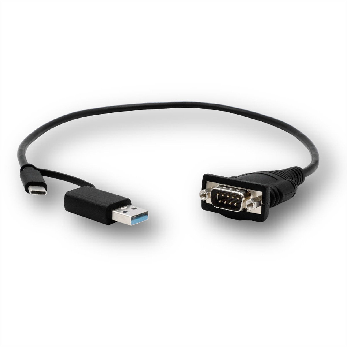 Exsys EX-23001 Serien-Kabel USB-A/USB-C zu DB-9 (RS-232), 0,5 m, Schwarz