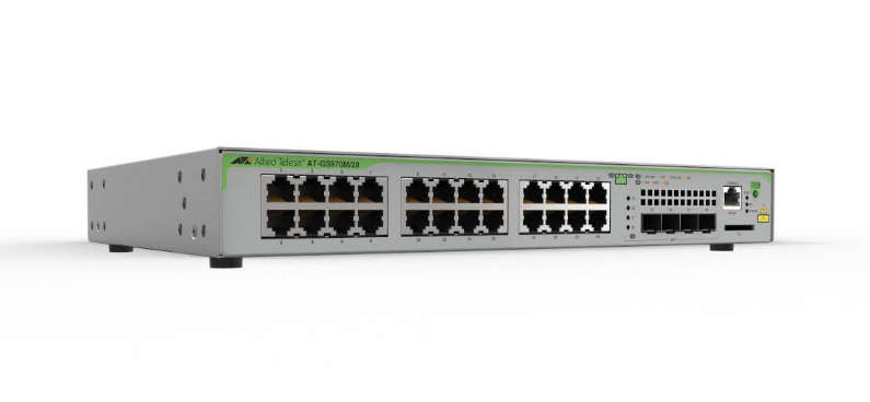 Allied Telesis AT-GS970M/18PS-50 Managed Layer 3 Switch, 16x PoE+, 2x Combo-Ports, 247W PoE, 1U, Grau