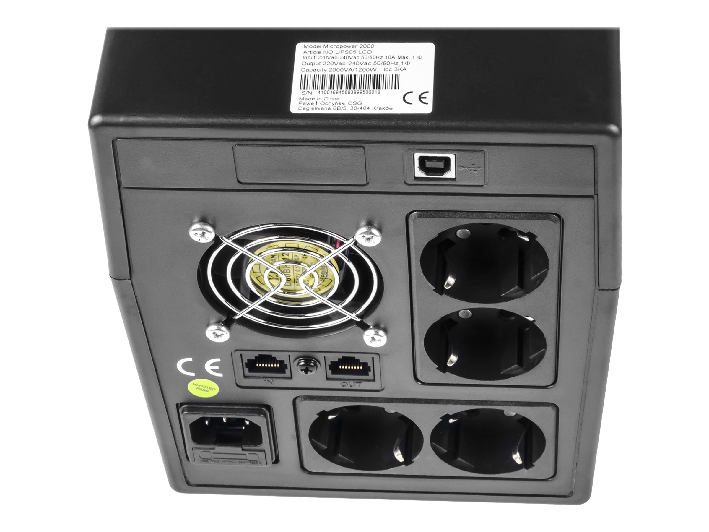 Green Cell Micropower UPS05 USV Line-Interaktiv 2000 VA 1200 W Schwarz