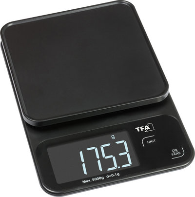 TFA Dostmann COOKIE Digitale Küchenwaage digital digital, mit Messschale Wägebereich (max.)=5000 g Schwarz 130 x 195 x 29 (50.2009.01)