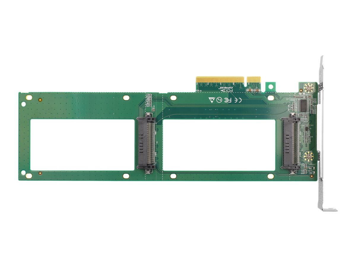 Delock Speicher-Controller PCIe 4.0 x8 zu 2 x intern U.2 NVMe SFF-8639 Bifurcation Grün, Silber