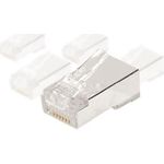 Modularstecker für Rundkabel, STP, 8P8C (RJ45), VPE 100 Stück Geschirmter RJ45 Stecker für Patchkabel (920870)