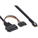 InLine® Slim SAS Kabel, SFF-8654 zu U.2 SFF-8639 + SATA Strom, 24Gb/s, 1m (27644B)