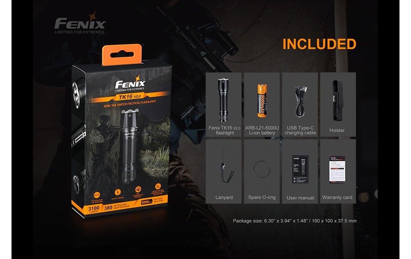 Fenix TK16 V2.0 LED Taschenlampe 3100 Lumen IP68 Schwarz