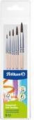 Pelikan Pinsel Starter-Set Haarpinsel, 5-teilig Pinsel mit Holzstiel, im Klarsichtetui, sortiert - 1 Stück (300008264)
